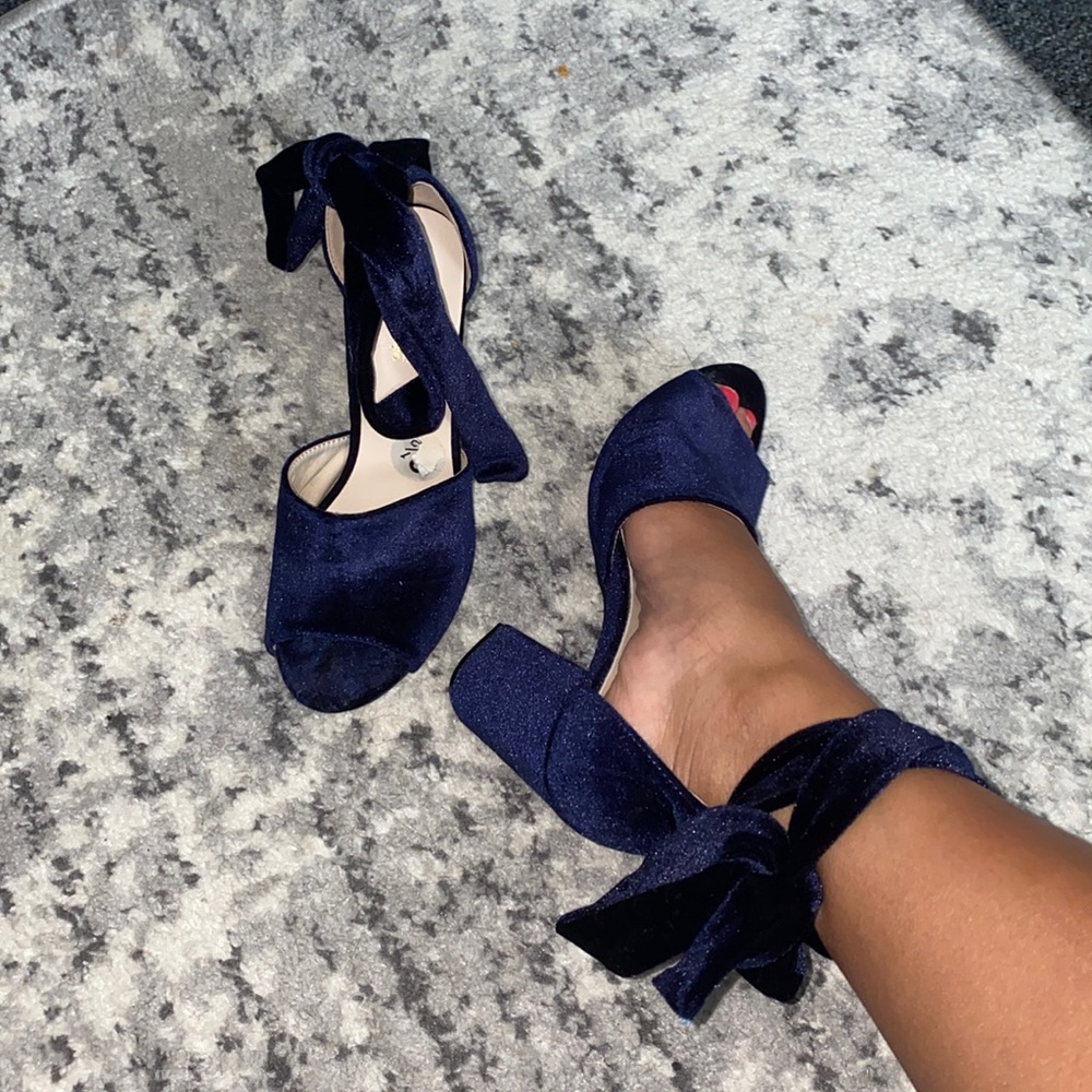 Crushed Velvet Chunky Heels